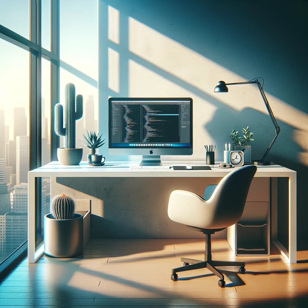 Nice workspace generated with DALL-E.